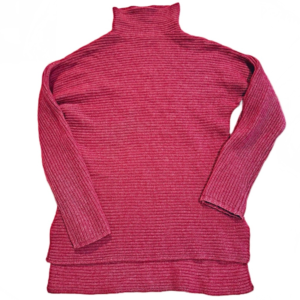 Bartolini Womens Italy Wool Cashmere Blend Long Slv Sweater Sz S Mock Neck Pink